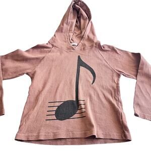 Picnik boys musical note brown waffle hoodie size 2